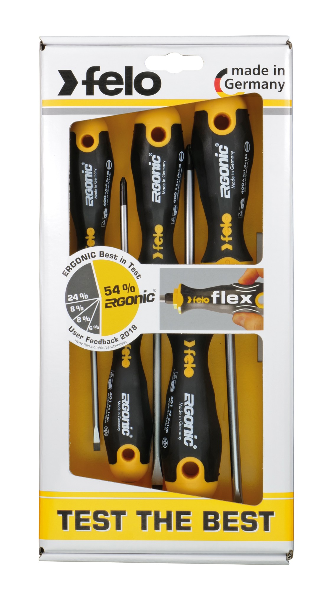 Felo Juego de destornilladores ERGONIC 5-pcs. SL/PZ